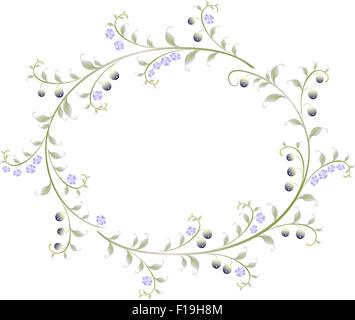 Telaio a forma di ellisse di bacche e fiori. EPS10 illustrazione vettoriale Illustrazione Vettoriale
