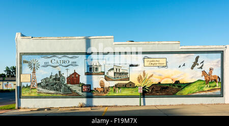 Il Nebraska, il Cairo, parete murale, piccola città all'estremità orientale di Sandhills viaggio Hwy 2 Scenic Byway Foto Stock