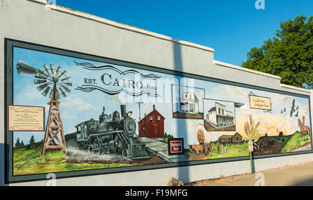 Il Nebraska, il Cairo, parete murale, piccola città all'estremità orientale di Sandhills viaggio Hwy 2 Scenic Byway Foto Stock