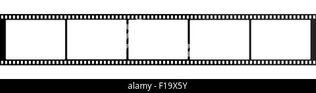 La striscia di pellicola rullo per la foto o il video isolati su sfondo bianco. Foto Stock