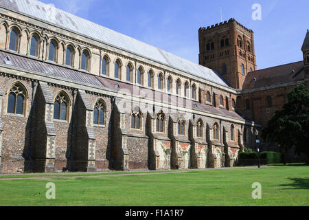 St Albans Cathedral in Hertfordshire, Inghilterra. Foto Stock