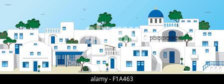 Tradizionali Case Greche Illustrazione Vettoriale