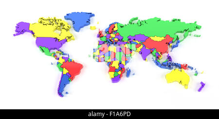 Il mondo colorato mappa con i confini nazionali Foto Stock