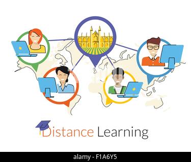 Apprendimento a distanza Illustrazione Vettoriale