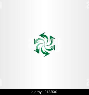Freccia verde simbolo spirale di riciclo segno logo design Illustrazione Vettoriale