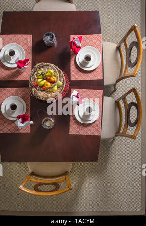 Vista aerea del tavolo da pranzo Foto Stock