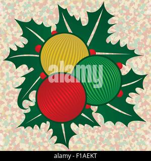 Tre ornamenti con Holly Illustrazione Vettoriale