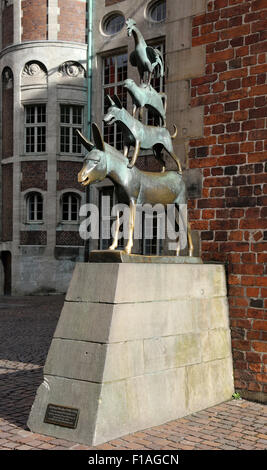 Bremen, Germania, la scultura della città di Brema musicisti Foto Stock