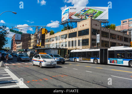 La città di New York, Stati Uniti d'America, "Apple Corporation' occupato Scene di strada, il traffico a Manhattan, confezionamento carne distretto, Foto Stock