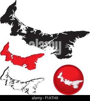 Mappa dettagliata di Prince Edward Island, Canada con diverse varianti Illustrazione Vettoriale
