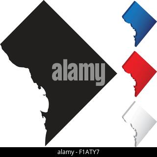 Washington DC Mappa con variazioni tridimensionali Illustrazione Vettoriale