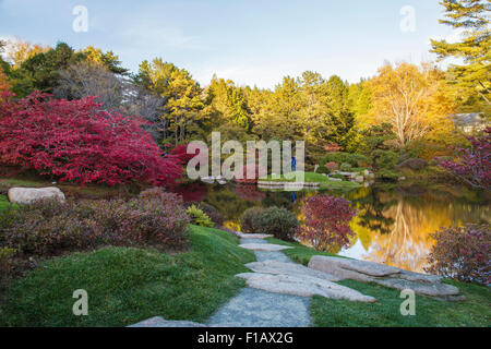 Azalea Asticou giardino, Northeast Harbor, Maine in autunno (per solo uso editoriale) Foto Stock