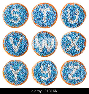 "Beschuit met muisjes', un tradizionale trattamento per festeggiare la nascita di un bambino nei Paesi Bassi. Blu per un ragazzo. Foto Stock