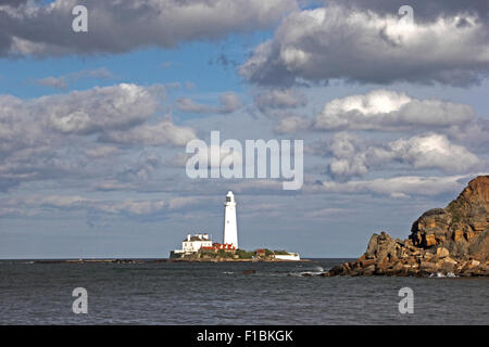 Santa Maria del faro, vicino a Whitley Bay Foto Stock