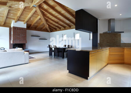 Moderno appartamento loft arredato, cucina Foto Stock