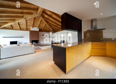 Moderno appartamento loft arredato, cucina Foto Stock