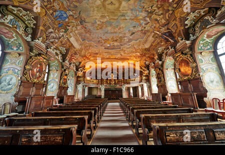 Magnifica decorazione di Aula Leopoldina, vista interna della Università di Wrocław, Polonia Foto Stock