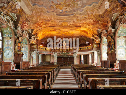 Magnifica decorazione di Aula Leopoldina, vista interna della Università di Wrocław, Polonia Foto Stock