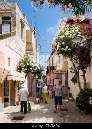 Strada di Ana Capri sulla isola di Capri ITALIA Foto Stock