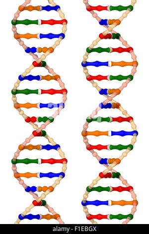 La struttura di DNA doppie eliche (isolato su sfondo bianco) Foto Stock