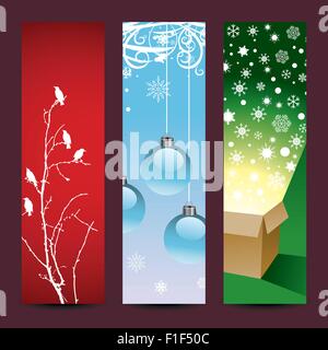 Natale sfondo verticale set di banner per il web o l'uso di stampa Illustrazione Vettoriale