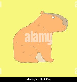 Piatti disegnati a mano l'icona di un simpatico capibara Illustrazione Vettoriale