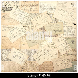 Cartoline d'epoca. vecchi manoscritti testi indefinito da ca. 1900. grunge stile retrò background paper Foto Stock