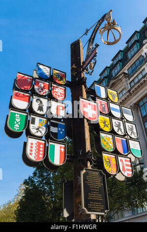 Struttura cantonale, tribunale svizzero, Leicester Square, Londra Foto Stock