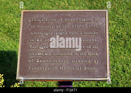 La placca Lockerbie PanAm103 Memorial,Scozia Scotland Foto Stock