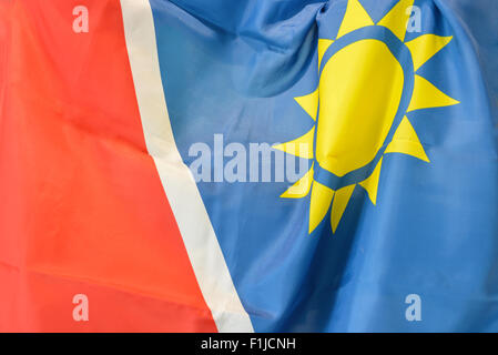 Namibia bandiera nazionale, Windhoek (Windhuk), Regione di Khomas, Repubblica di Namibia Foto Stock