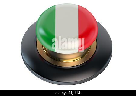 Pulsante con bandiera italiana isolato su sfondo bianco Foto Stock
