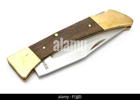 Vintage coltello da tasca aperta su sfondo bianco Foto stock - Alamy