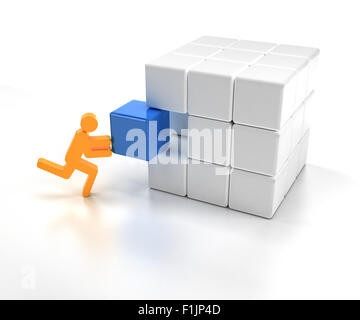 Montaggio pezzo mancante di un puzzle cube Foto Stock