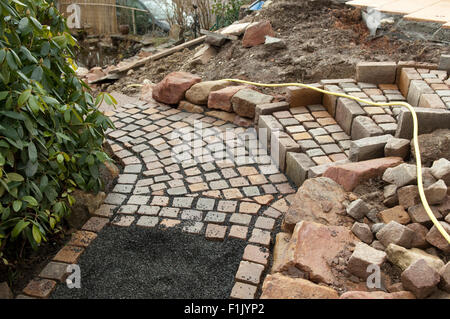 Gartentreppe, Gartenweg; Bau, Treppe Foto Stock