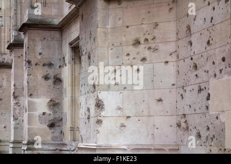 WW2 fori di proiettile presso il Palais de Justice, Rouen, Francia Foto Stock