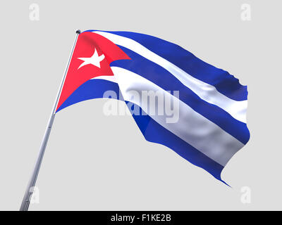 Cuba battenti bandiera isolare su sfondo bianco. Foto Stock