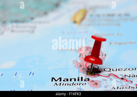 Manila imperniata su una mappa di Asia Foto Stock