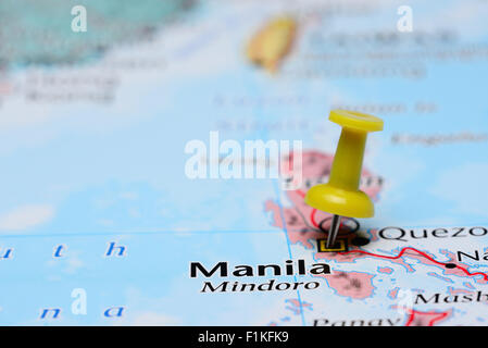 Manila imperniata su una mappa di Asia Foto Stock