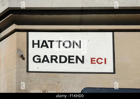 Hatton Garden strada segno Foto Stock