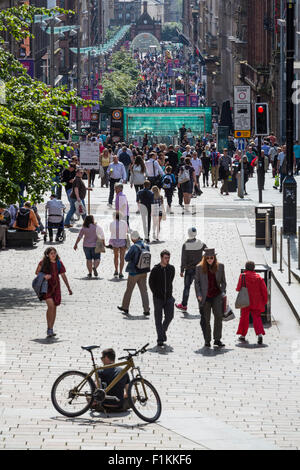 Buchanan Street Glasgow, vista a sud nel centro della città, Scozia, Regno Unito Foto Stock