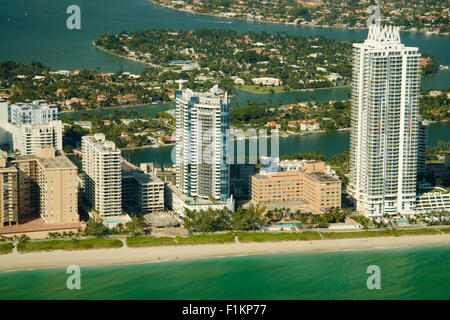 Vista aerea di grattacieli di Miami Beach, Florida, U.S.A. Foto Stock