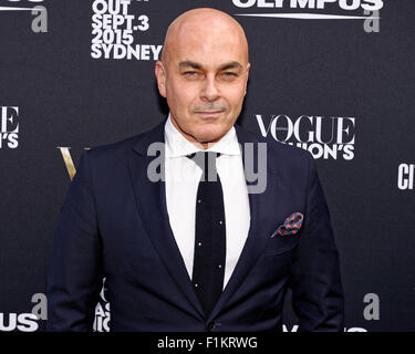 Sydney, Australia. 03Sep, 2015. Neil Whittaker arriva alla Vogue Fashion's Night Out a Sydney. Credito: MediaServicesAP/Alamy Live News Foto Stock