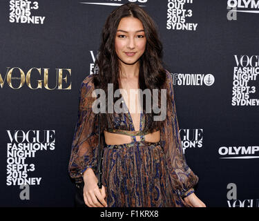 Sydney, Australia. 03Sep, 2015. Natascia Bordizzo arriva alla Vogue Fashion's Night Out a Sydney. Credito: MediaServicesAP/Alamy Live News Foto Stock