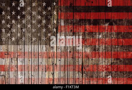 Bandiera americana dipinto su legno ad alta risoluzione dello sfondo. Foto Stock