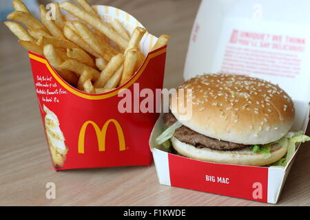 McDonald's Big Mac hamburger e patatine Foto Stock