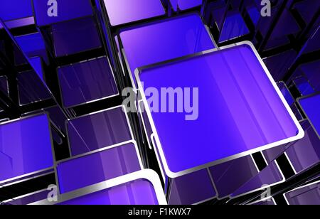 Abstract blu metallizzato barre quadrate crescendo. Concetto 3D'illustrazione. Foto Stock