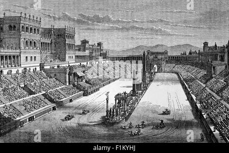 Roman Chariot Racing nel Circus, Roma, Italia Foto Stock