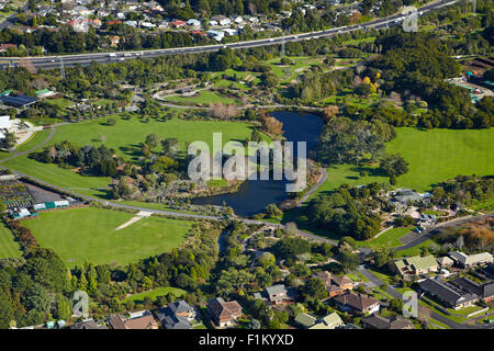 Auckland regionale giardini botanici, Manurewa, Auckland, Isola del nord, Nuova Zelanda - aerial Foto Stock