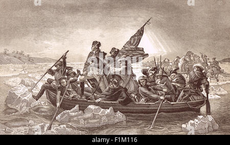 Washington attraversando il Delaware 25 dic. 1766 Foto Stock