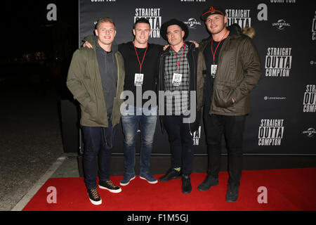 Sydney, Australia. 1 settembre 2015. Nella foto: giocatori di rugby Thomas Burgess, Luke Burgess, George Burgess. Foto Stock